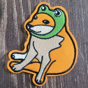 Derpy Dog Shiba Inu Frog Hat Internet Meme Embroidered Iron on Patch